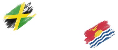 Beyaz Arkaplanda Jamaika ve Kiribati Bayrakları