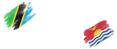 Beyaz Arkaplanda Tanzanya ve Kiribati Bayrakları