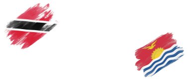 Beyaz Arkaplanda Trinidad ve Tobago ve Kiribati Bayrakları