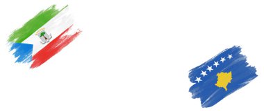 Beyaz Arkaplanda Ekvator Ginesi ve Kosova Bayrakları