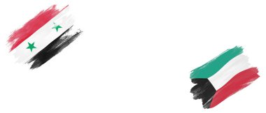 Beyaz Arkaplanda Suriye ve Kuveyt Bayrakları