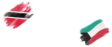 Trinidad ve Tobago ve Kuveyt Bayrakları Beyaz Arkaplanda