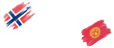 Beyaz Arkaplanda Norveç ve Kırgızistan Bayrakları