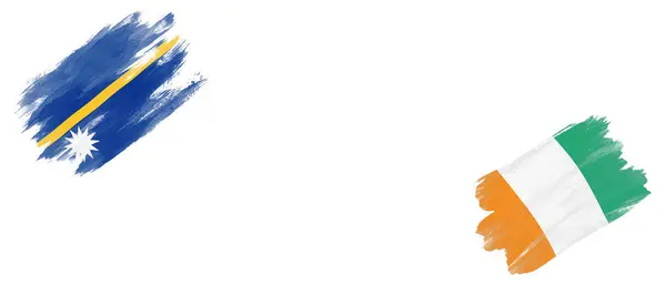 ホワイトバックグラウンドのナウルとアイボリーコーストの旗 — ストック写真