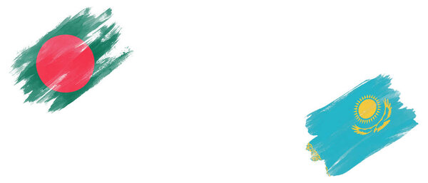 Флаги Бангладеш и Казахстана на белом фоне