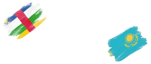 Центральноафриканська Республіка Казахстан Прапори Білому Тлі — стокове фото