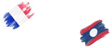 Beyaz Arkaplanda Fransa ve Laos Bayrakları