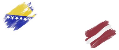 Beyaz Arkaplanda Bosna-Hersek ve Letonya Bayrakları