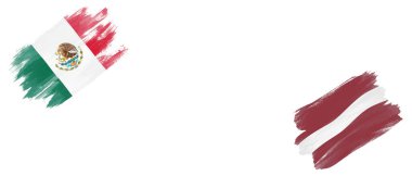 Beyaz Arkaplanda Meksika ve Letonya Bayrakları