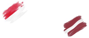 Beyaz Arkaplanda Monako ve Letonya Bayrakları