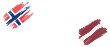 Beyaz Arkaplanda Norveç ve Letonya Bayrakları
