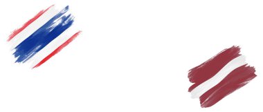 Beyaz Arkaplanda Tayland ve Letonya Bayrakları