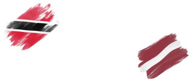 Beyaz Arkaplanda Trinidad ve Tobago ve Letonya Bayrakları