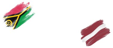 Beyaz Arkaplanda Vanuatu ve Letonya Bayrakları