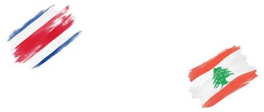 Beyaz Arkaplanda Kosta Rika ve Lübnan Bayrakları