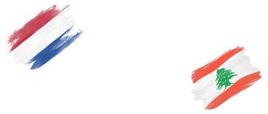Beyaz Arkaplanda Hollanda ve Lübnan Bayrakları