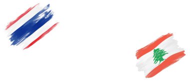 Beyaz Arkaplanda Tayland ve Lübnan Bayrakları