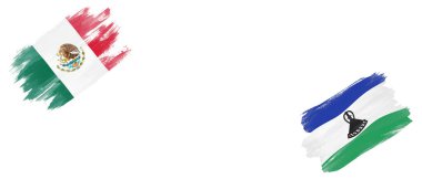 Beyaz Arkaplanda Meksika ve Lesotho Bayrakları