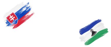Beyaz Arkaplanda Slovakya ve Lesotho Bayrakları
