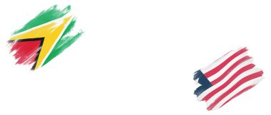 Beyaz Arkaplanda Guyana ve Liberya Bayrakları