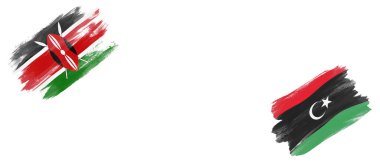 Beyaz Arkaplanda Kenya ve Libya Bayrakları
