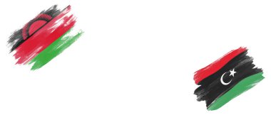 Beyaz Arkaplanda Malavi ve Libya Bayrakları