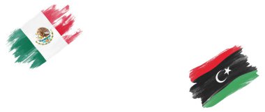 Beyaz Arkaplanda Meksika ve Libya Bayrakları