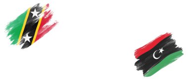 Beyaz Arkaplanda Saint Kitts ve Nevis ve Libya Bayrakları