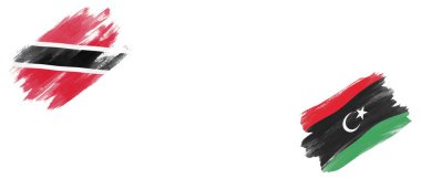 Beyaz Arkaplanda Trinidad ve Tobago ve Libya Bayrakları