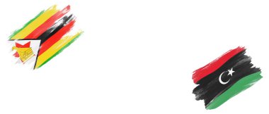 Beyaz Arkaplanda Zimbabwe ve Libya Bayrakları