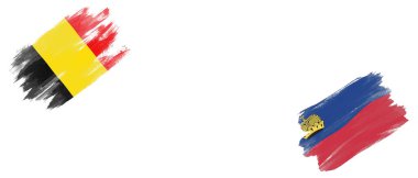 Beyaz Arkaplanda Belçika ve Lihtenştayn Bayrakları