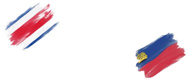 Beyaz Arkaplanda Kosta Rika ve Lihtenştayn Bayrakları