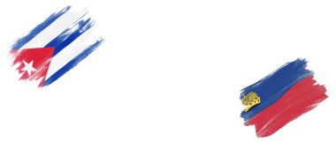 Beyaz Arkaplanda Küba ve Lihtenştayn Bayrakları
