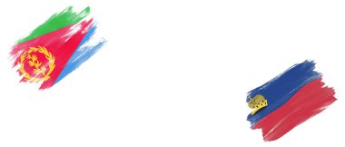 Beyaz Arkaplanda Eritre ve Lihtenştayn Bayrakları