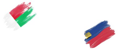 Madagaskar ve Lihtenştayn Beyaz Arkaplanda Bayraklar