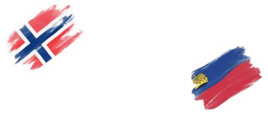 Beyaz Arkaplanda Norveç ve Lihtenştayn Bayrakları