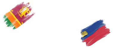 Beyaz Arkaplanda Sri Lanka ve Lihtenştayn Bayrakları