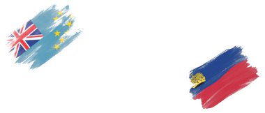 Tuvalu ve Lihtenştayn Bayrakları Beyaz Arkaplanda