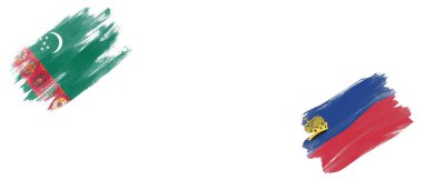 Beyaz Arkaplanda Türkmenistan ve Lihtenştayn Bayrakları