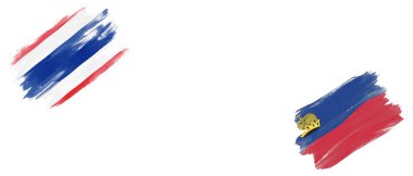 Beyaz Arkaplanda Tayland ve Lihtenştayn Bayrakları