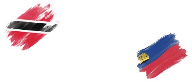 Trinidad ve Tobago ve Lihtenştayn Bayrakları Beyaz Arkaplanda