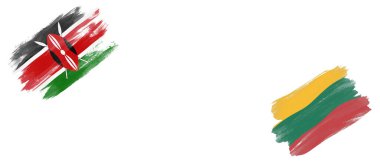 Beyaz Arkaplanda Kenya ve Litvanya Bayrakları