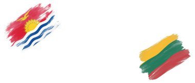 Beyaz Arkaplanda Kiribati ve Litvanya Bayrakları