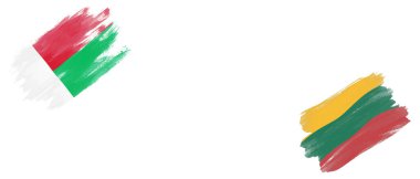 Madagaskar ve Litvanya Bayrakları Beyaz Arkaplanda