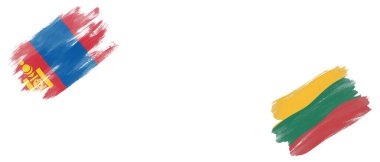 Beyaz Arkaplanda Moğolistan ve Litvanya Bayrakları