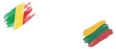 Beyaz Arkaplanda Kongo Cumhuriyeti ve Litvanya Bayrakları