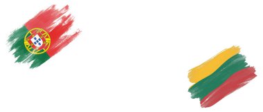 Beyaz Arkaplanda Portekiz ve Litvanya Bayrakları