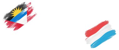 Antigua ve Barbuda ve Lüksemburg Bayrakları Beyaz Arkaplanda