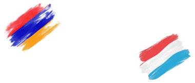 Beyaz Arkaplanda Ermenistan ve Lüksemburg Bayrakları