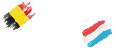 Beyaz Arkaplanda Belçika ve Lüksemburg Bayrakları